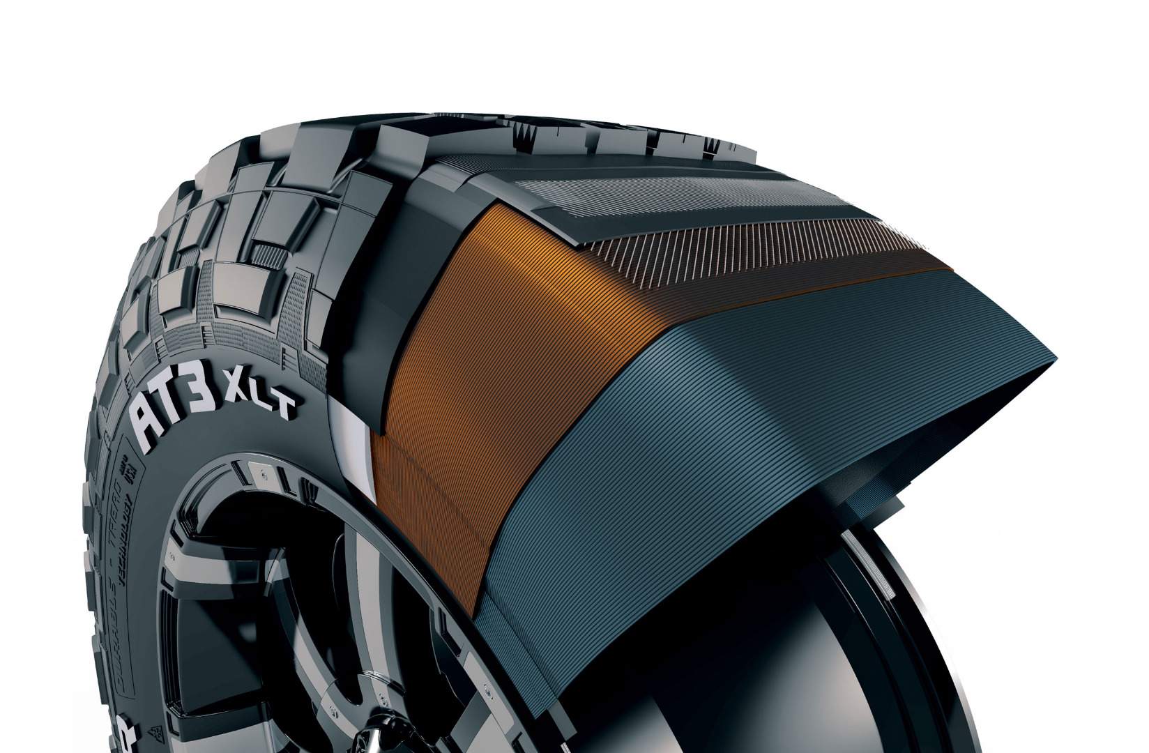 3D render created to represent the layers in the tire carcass.