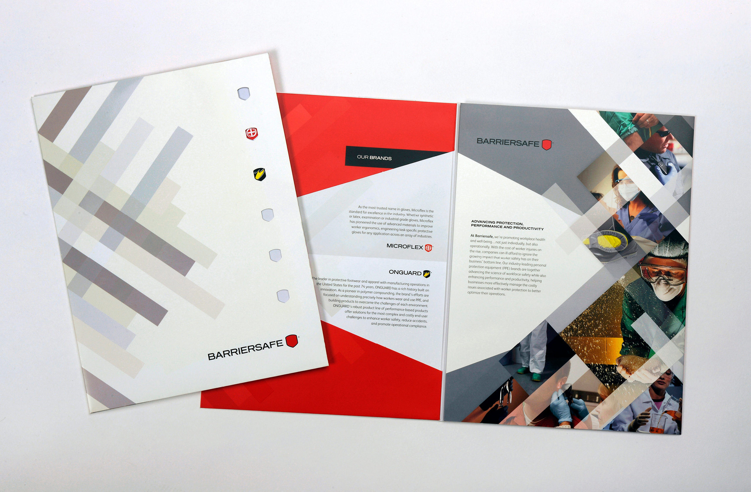 The portfolio was created with the expansion of brands in mind. As brands are acquired, new inserts can be created for the folder that include new brand logos..